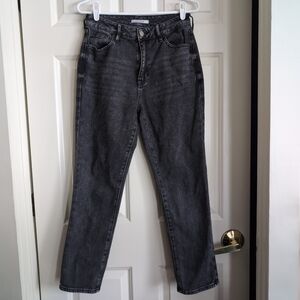 Black high-waisted 100% cotton taper leg mom jeans